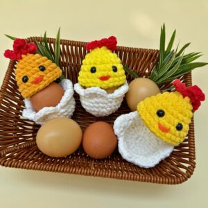Crochet Chicken Egg Cozy Pattern: Hatching Chick Easter Amigurumi PDF