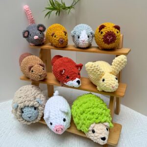 Crochet Animal Pattern Bundle 10 in 1 No Sew Amigurumi PDF: Mouse, Hamster, Guinea Pig, Bunny, Squirrel, Hedgehog, Capybara, Fox, Pig, Sheep